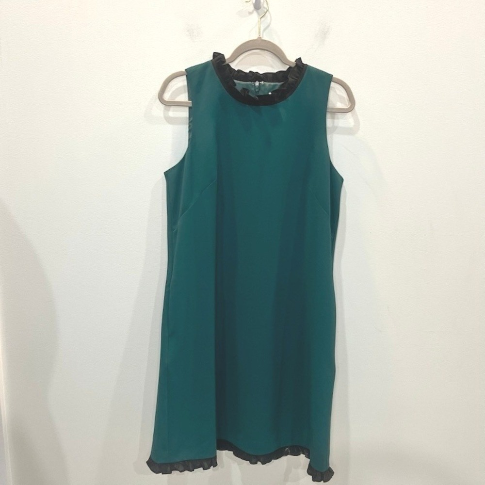 J Crew Factory Ruffle Hem Work Sheath Dress Emerald Green Size 12 Classic Office